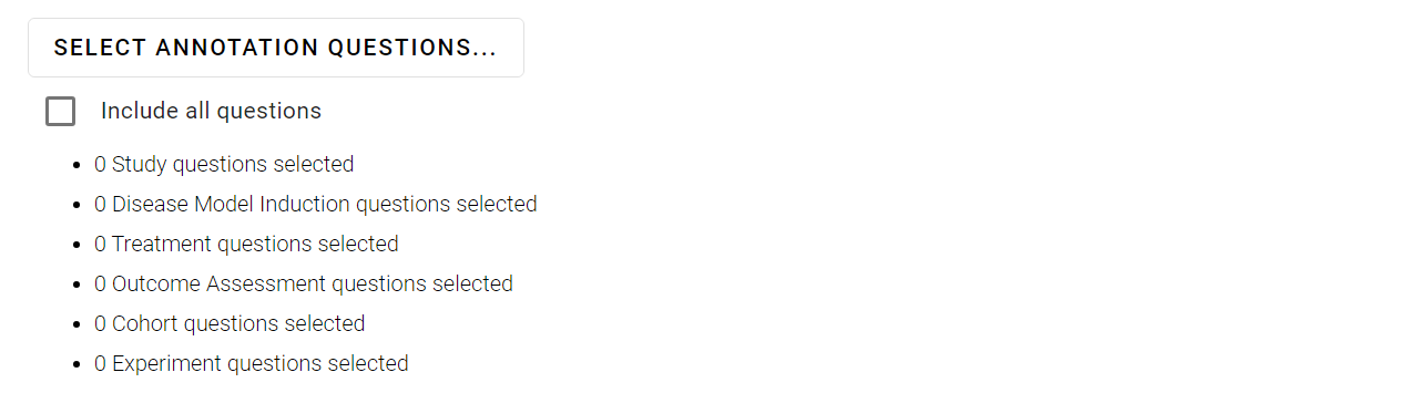 Select annotation questions to include in export